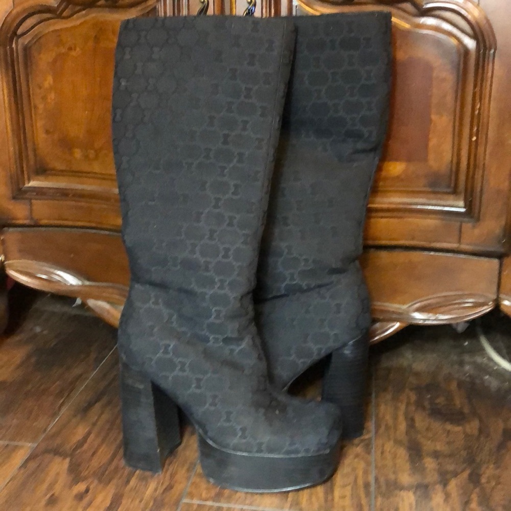 Black Platform Knee-High Boots